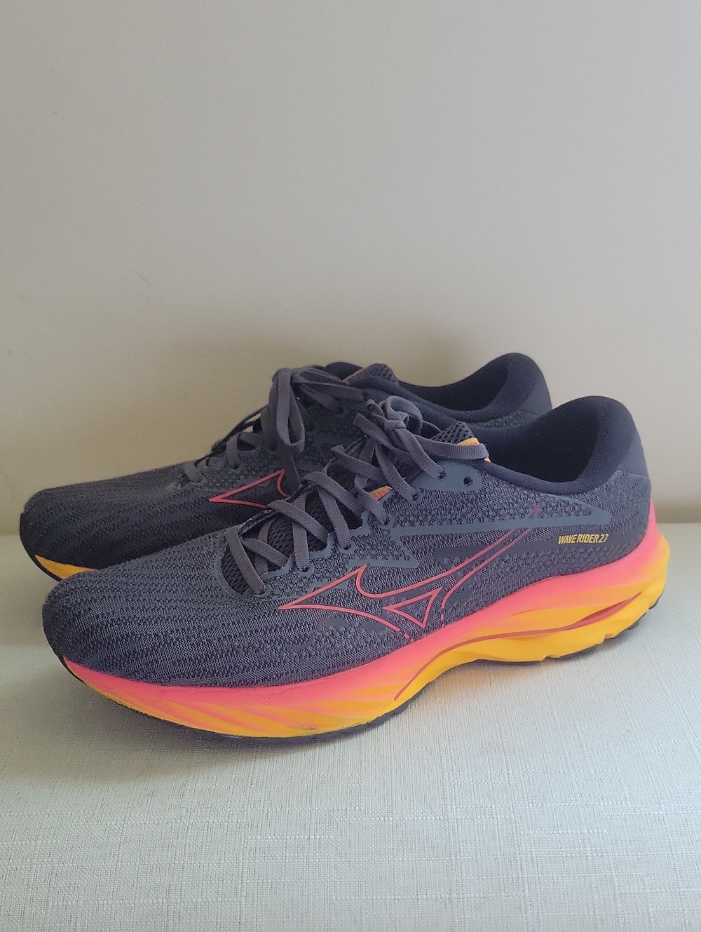 Mizuno Wave Rider 27 Men's Running Shoes - Grey Yellow Orange